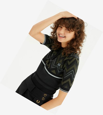 Fred Perry Abstract Knitted Shirt Pleteniny Damske Zelene | 806527CVZ