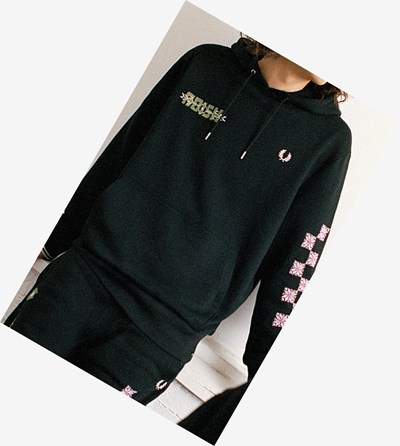 Fred Perry Adish Embroidered S Kapucňou Mikiny Damske Čierne | 936278RWD