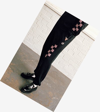 Fred Perry Adish Embroidered Sweatpants Teplaky Panske Čierne | 197835MCD