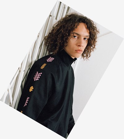 Fred Perry Adish Embroidered Tracking Jackets Bundy Damske Čierne | 193086KRJ