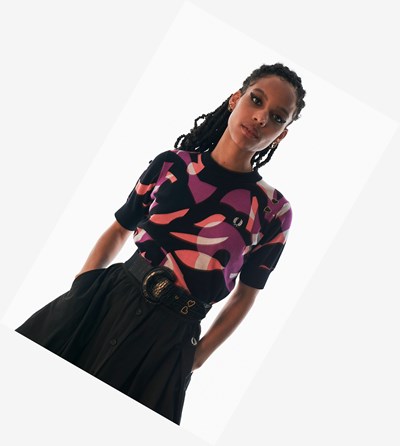 Fred Perry Amy Winehouse Foundation Abstract Kratke Sleeve Jumper Pleteniny Damske Čierne | 274689VTR