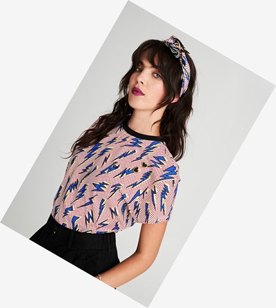 Fred Perry Amy Winehouse Foundation Lightning Print Tricko & Topy Damske Biele | 694203LCY
