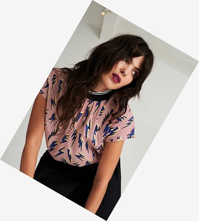 Fred Perry Amy Winehouse Foundation Lightning Print Top Tricko & Topy Damske Biele | 864125ESC