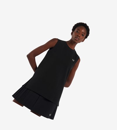 Fred Perry Bez Rukavov Ringer Tricko & Topy Damske Čierne | 412937FZC