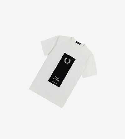 Fred Perry Block Print Tricko Panske Biele | 791638LXI