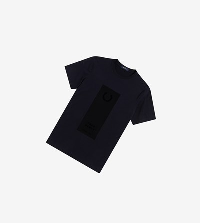 Fred Perry Block Print Tricko Panske Námornícka Modrá | 879432DRC