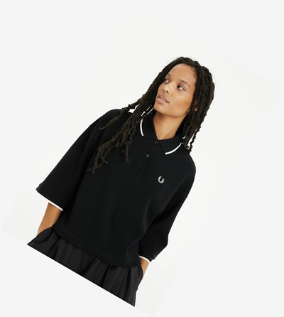 Fred Perry Boxy Piqué Shirt Polokosele Damske Čierne | 630782ZTH