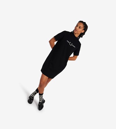 Fred Perry Branded High Neck T-Shirt Saty Damske Čierne | 269371VPN