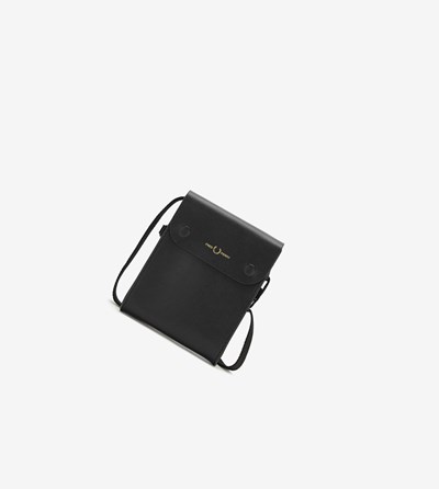 Fred Perry Burnished Kozene Pouch Tasky Panske Čierne | 573190NDI