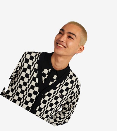 Fred Perry Chequerboard Cardigan Pleteniny Panske Čierne | 748923VDP