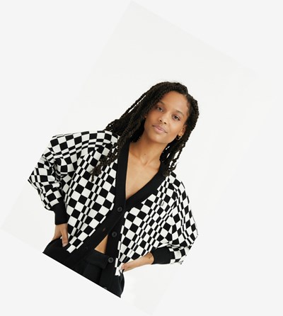 Fred Perry Chequerboard Cardigan Pleteniny Damske Čierne | 791253HTG