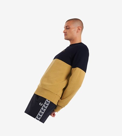 Fred Perry Colour Block Mikiny Panske khaki/black | 043967XQT