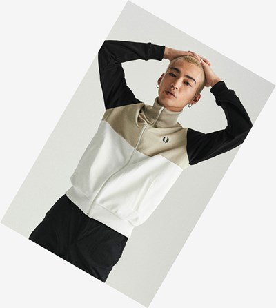 Fred Perry Colour Block Sportove Bundy Panske Biele | 761908FJZ