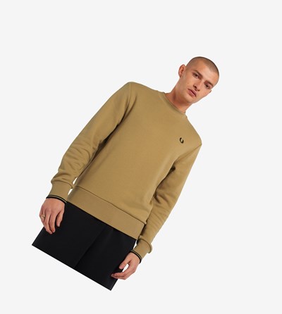 Fred Perry Crew Neck Mikiny Panske Hnedožltý | 274830CKT