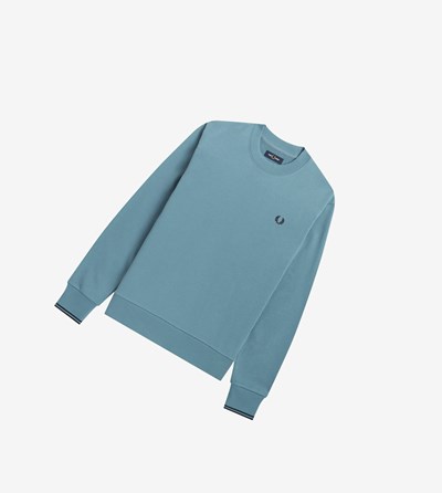 Fred Perry Crew Neck Mikiny Panske Siva Modre | 362054MZD