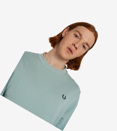 Fred Perry Crew Neck Mikiny Panske Strieborne Modre | 745602WZR