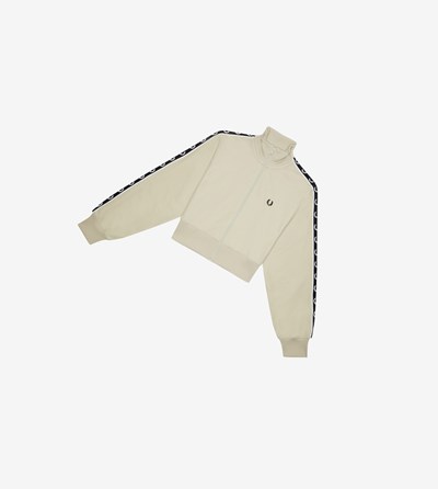 Fred Perry Cropped Taped Tracking Jackets Bundy Damske Biele | 014973ASY