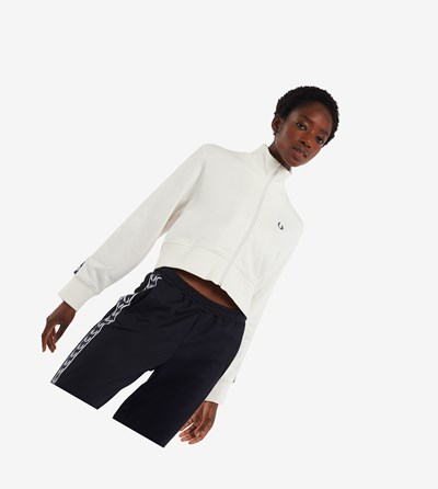 Fred Perry Cropped Taped Tracking Jackets Bundy Damske Biele | 763982TLW