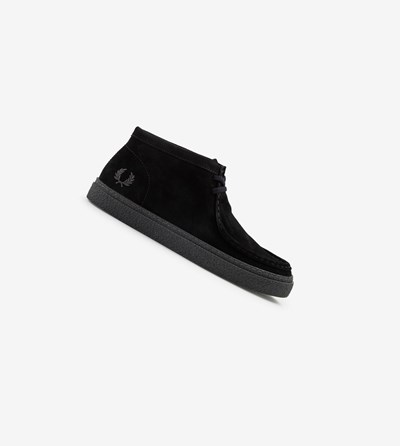 Fred Perry Dawson Stredne Semišové Topánky Panske Čierne | 690317ZJQ