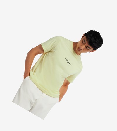 Fred Perry Embroidered Tricko Panske Žlté | 854091NBW