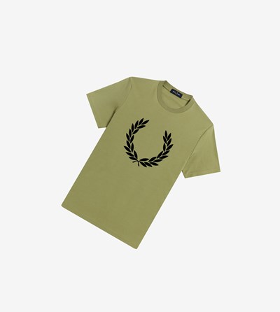 Fred Perry Flock Laurel Wreath Tricko Panske Olivovo Zelená Zelene | 413890EOA