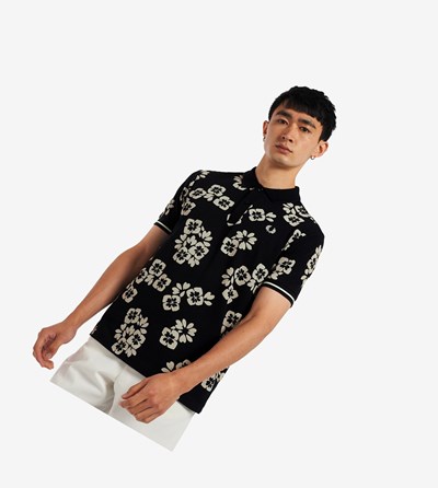 Fred Perry Floral Print Polokosele Panske Čierne | 362589WAV