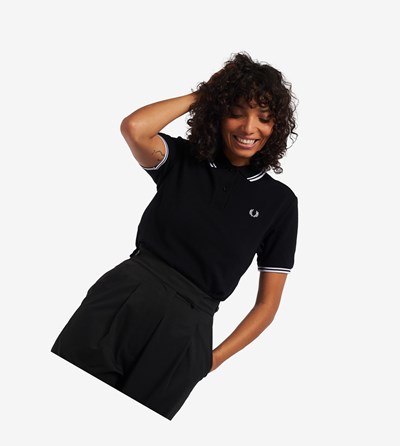 Fred Perry G3600 Polokosele Damske Čierne Biele | 159806GKJ