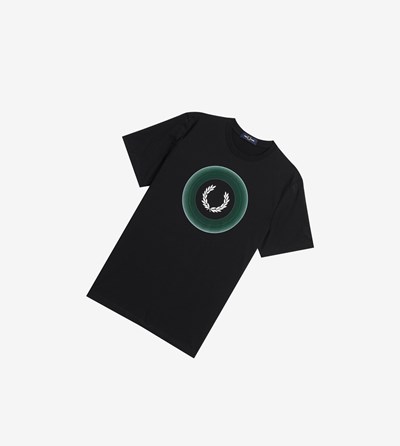 Fred Perry Gradient Grafika Tricko Panske Čierne | 930187MZL
