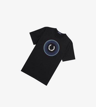 Fred Perry Gradient Grafika Tricko Panske Čierne | 947081ZPJ