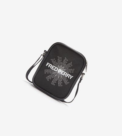Fred Perry Grafika Print Mini Side Bag Tasky Panske Čierne | 950243YAV