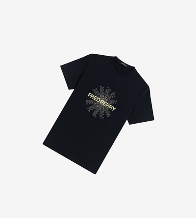 Fred Perry Grafika Tricko Panske Námornícka Modrá | 495026UYC