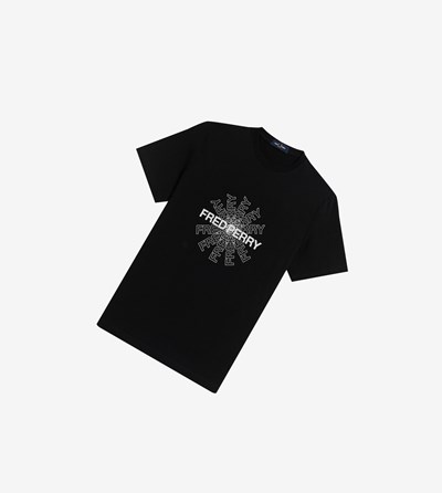 Fred Perry Grafika Tricko Panske Čierne | 271983SFW