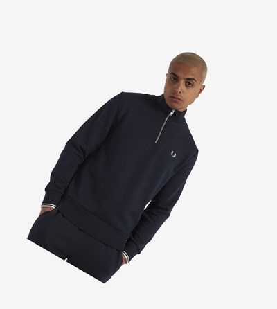 Fred Perry Half Zip Mikiny Panske Námornícka Modrá | 470895ULJ