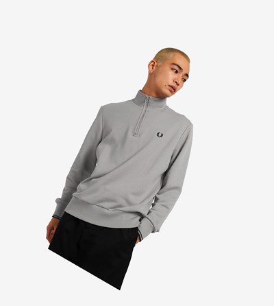 Fred Perry Half Zip Mikiny Panske Siva | 670849TUY