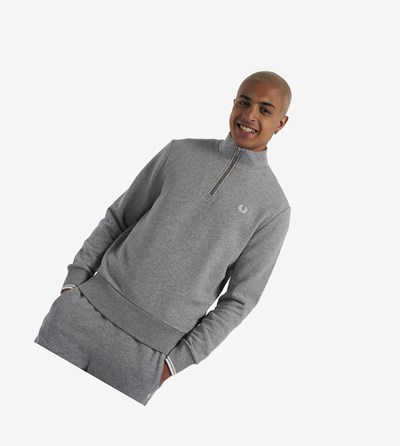 Fred Perry Half Zip Mikiny Panske Siva | 798130JXS