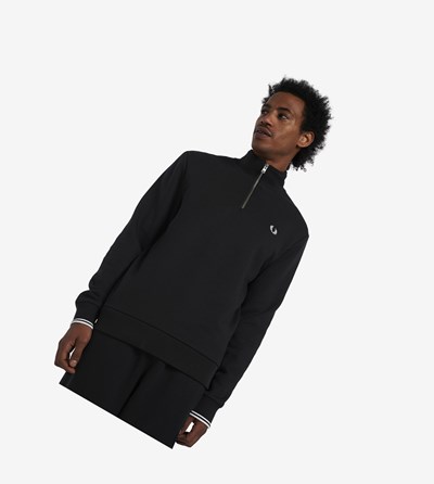 Fred Perry Half Zip Mikiny Panske Čierne | 489167NOY