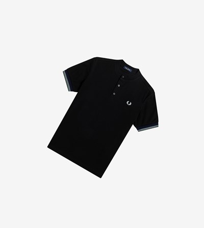 Fred Perry Henley Polokosele Panske Čierne | 267305PQI