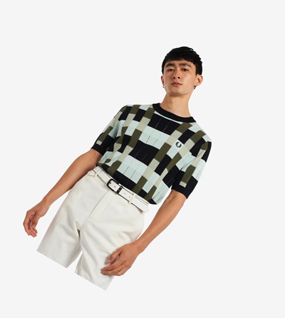 Fred Perry Jacquard Knitted T-Shirt Pleteniny Panske Čierne | 715684OVG