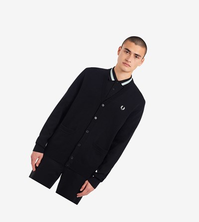 Fred Perry Klasické Cardigan Pleteniny Panske Čierne | 209317UND