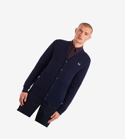 Fred Perry Klasické Cardigan Pleteniny Panske Námornícka Modrá | 980735BTS
