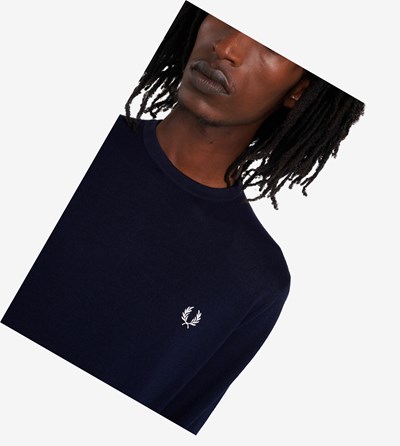 Fred Perry Klasické Crew Neck Jumper Pleteniny Panske Námornícka Modrá | 160528NGJ
