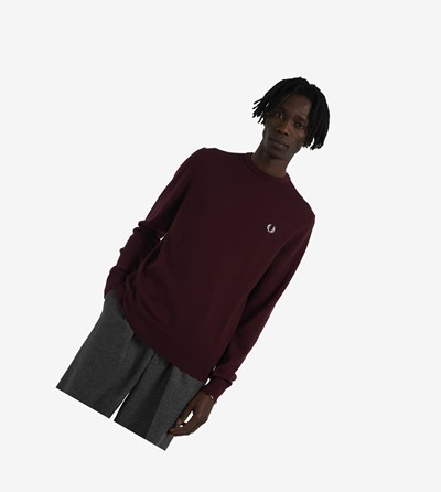 Fred Perry Klasické Crew Neck Jumper Pleteniny Panske Bordove | 389407EMW