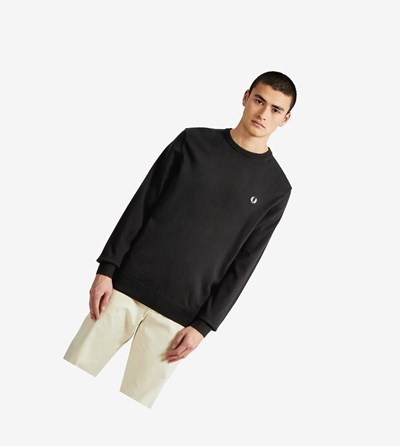 Fred Perry Klasické Crew Neck Jumper Pleteniny Panske Čierne | 529816BOM