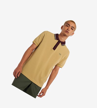 Fred Perry Knitted Collar Polokosele Panske Hnedožltý | 715263MSR