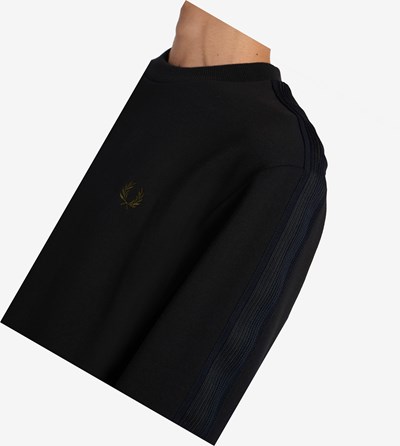 Fred Perry Knitted Tape Mikiny Panske Čierne | 826075EDI