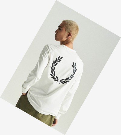 Fred Perry Laurel Wreath Long Sleeve Tricko Panske Biele | 027485WLX