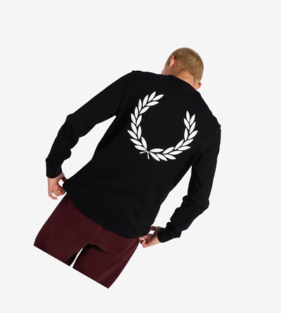 Fred Perry Laurel Wreath Long Sleeve Tricko Panske Čierne | 659304FLS