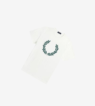 Fred Perry Laurel Wreath Print Tricko Panske Biele | 709845ICT