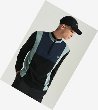 Fred Perry Long Sleeve Knitted Cycling Top Pleteniny Panske Strieborne Modre Čierne | 864157SVG