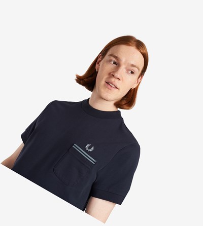 Fred Perry Loopback Jersey Pocket Detail Tricko Panske Námornícka Modrá | 657138RTN